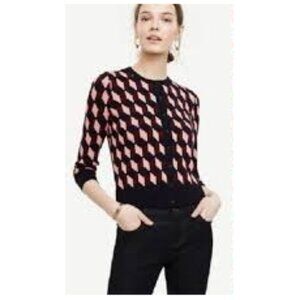 Ann Taylor | Geo Jacquard Cropped Ann Cardigan